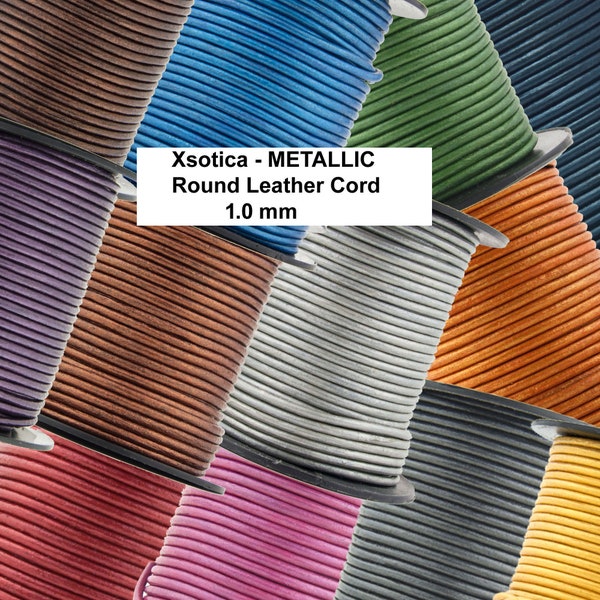 Xsotica Metallic Round Leather Cords-18 colors-1.0 MM Leather Cord