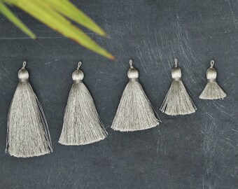 mala tassel tassel pendant gray tassel with cap dangle tassel jewelry tassels large tassel N31 keychain tassel Light grey tassel