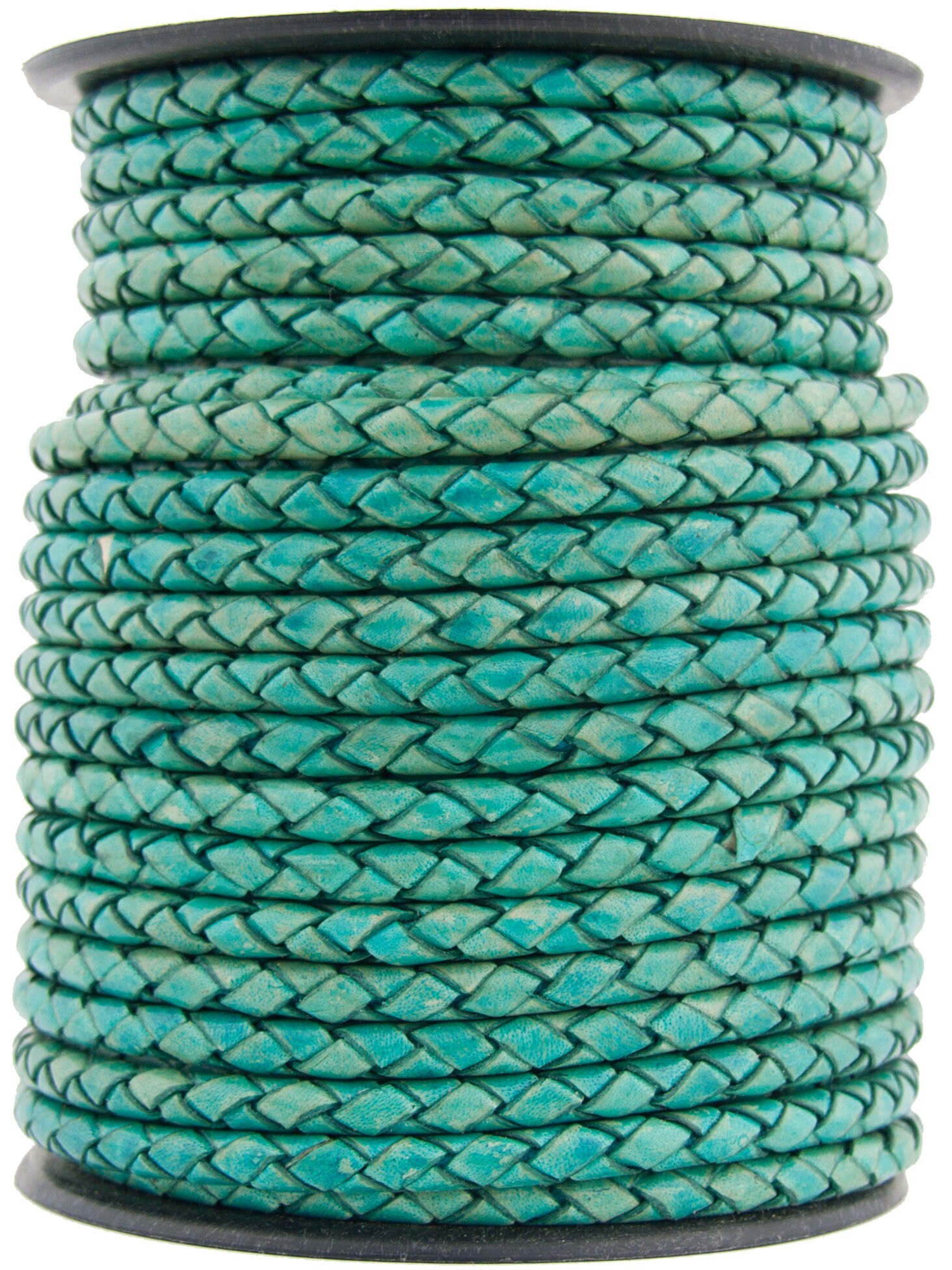 Xsotica® Turquoise Natural Dye Genuine Round Bolo Braided Leather Cor…