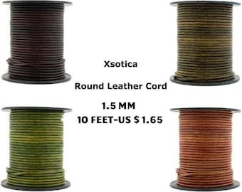 Xsotica Round Leather Cord-1.5mm 10 Feet Leather Cords