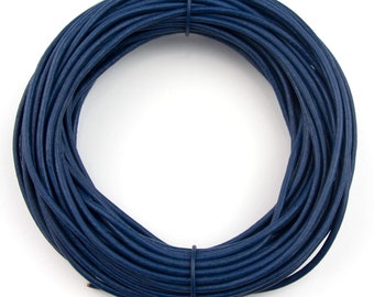 Xsotica® Blue Natural Dye Round Leather Cord 1.5mm 50 meters (54 yards)