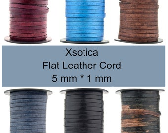 Flat Leather Cord 5mm-21 Colors