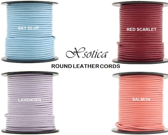 Xsotica Round Leather Cord 2mm Metallic Green 25 meters 27 Yards