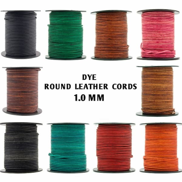 Xsotica-Dye Round Leather Cords -38 colors -1.0mm Leather Cord Round