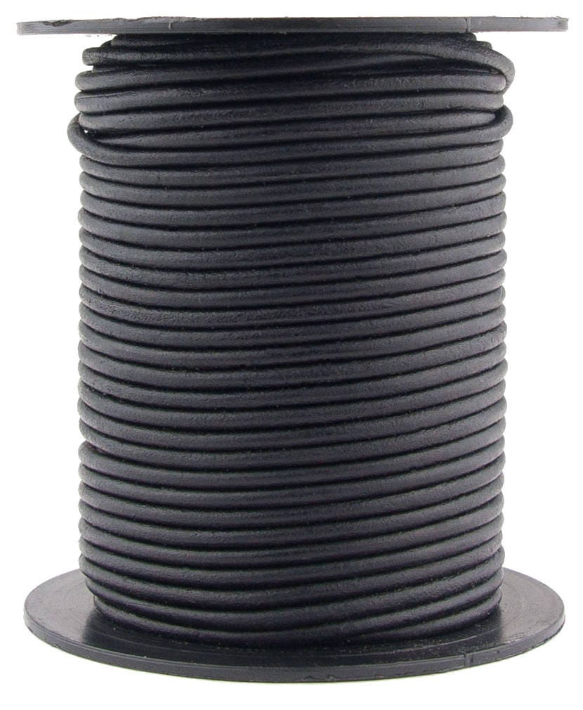 Xsotica® Black Natural Dye Round Leather Cord 1.5mm 25 meters (27.34 …