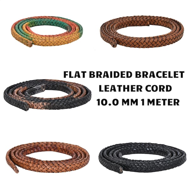 Xsotica-Flat Braided Bracelet Leather Cord 10.0 MM x 5.0 MM 1 Meter