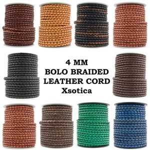 Xsotica® Round Bolo Braided Leather Cord 4mm - Choose Length