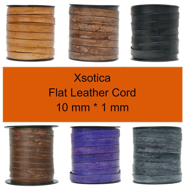 Xsotica- Flat 10mm*1mm - Flat Leather Cord-10mm wide-thickness 1mm - 14 shades