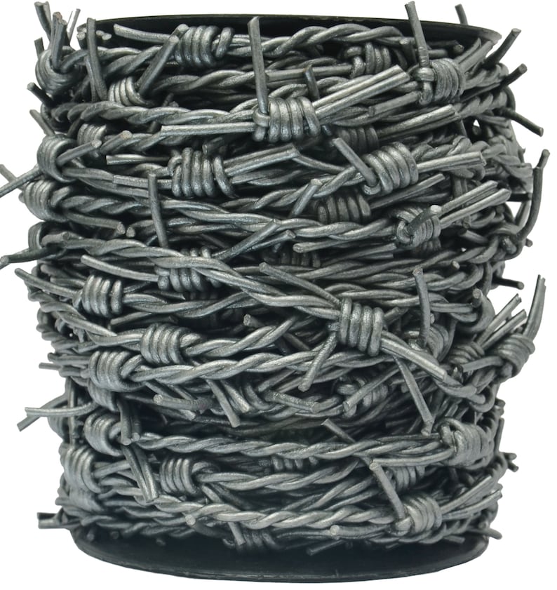 Gray Metallic Barbed Wire Leather Cord1 Yard Etsy