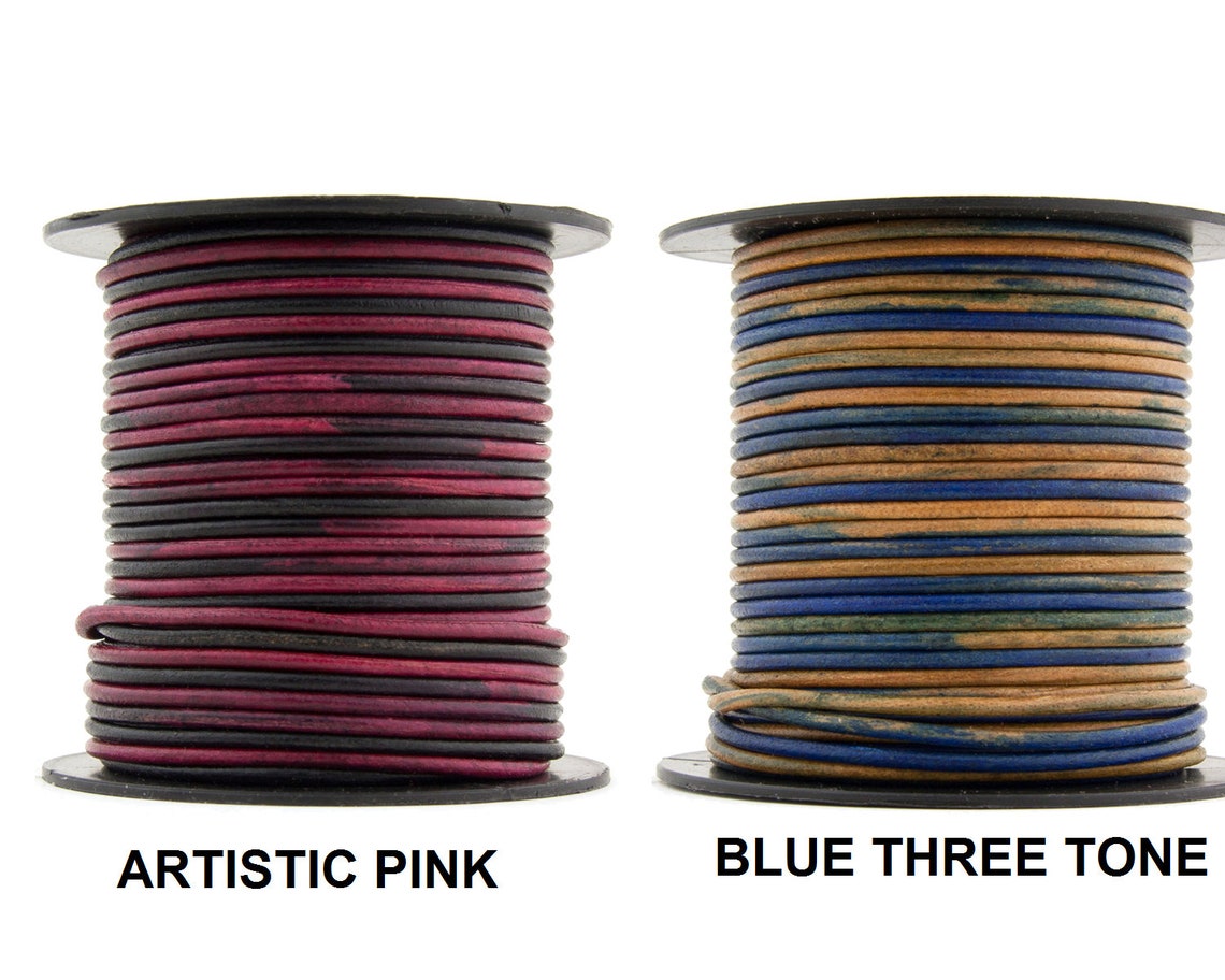 Xsotica-1.0 Mm Dye Leathercord Round Leather Cord 1mm- Choose Length And Color Natural Antique Purple 3 Yard