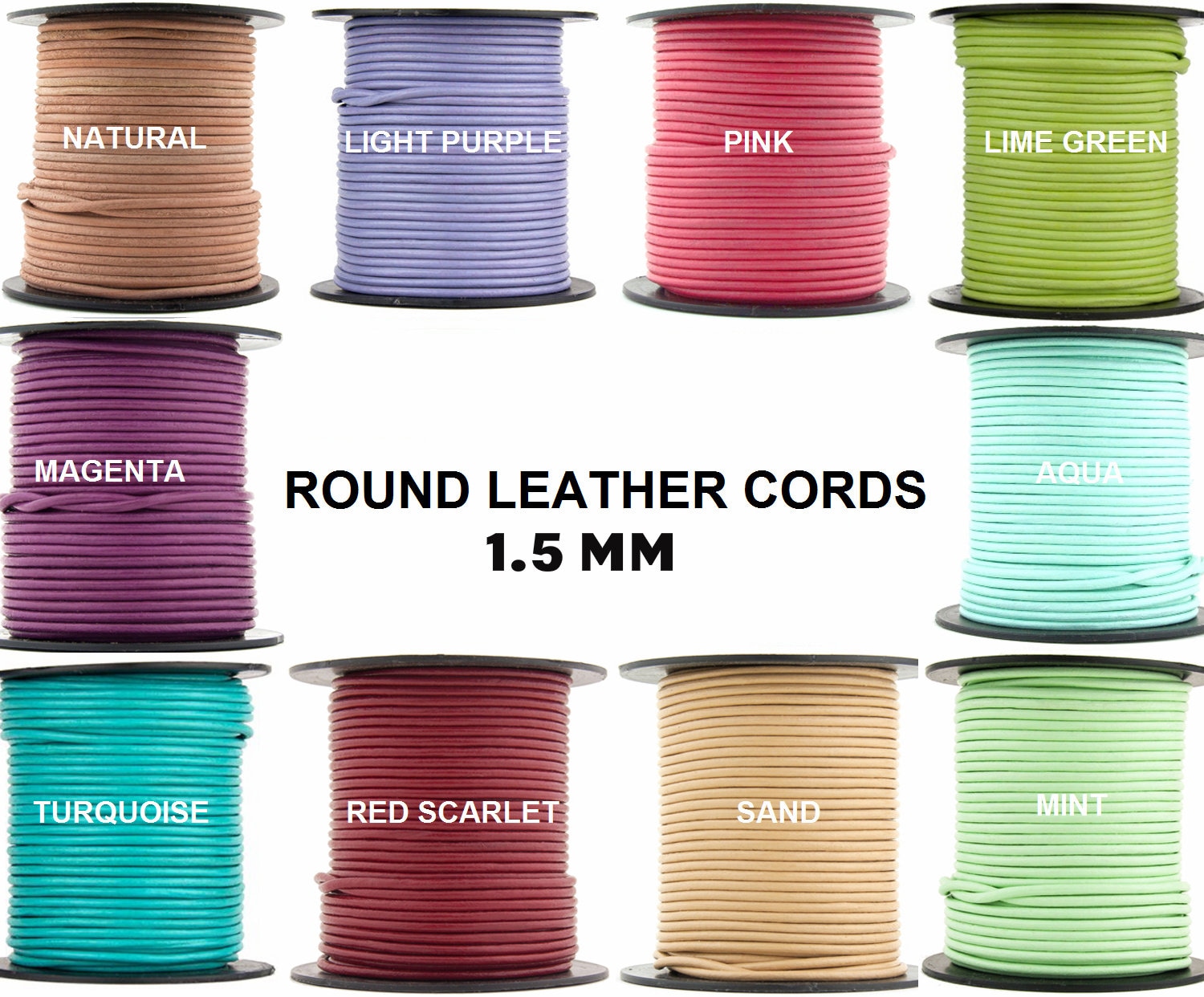 Xsotica-Regular Shades Round Leather Cords-1.5 MM Cord