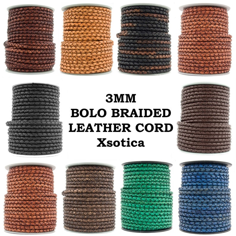 Xsotica® Round Bolo Braided Leather Cord 3mm Choose Length image 1