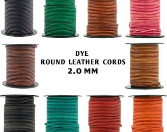 Xsotica-Dye Round Leather Cords -2.0mm Cord