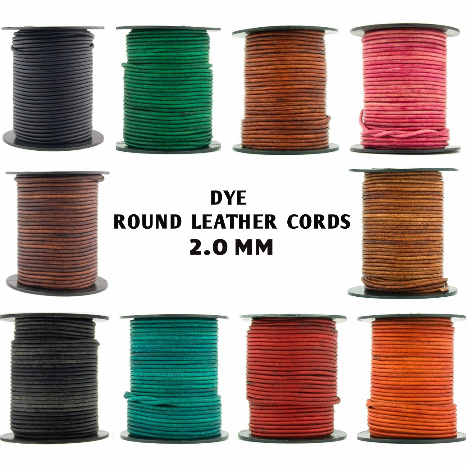 Xsotica-Dye Round Leather Cords -2.0mm Cord