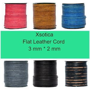 Xsotica - Cordoncini piatti in pelle 3,0 mm x 2,0 mm - 1 iarda