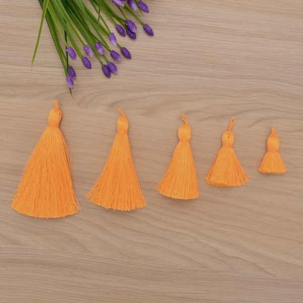 Xsotica® Silk Tassel,DIY Craft Supplies Handmade Jewelry Tassels - Neon Orange Tassle / Tassles