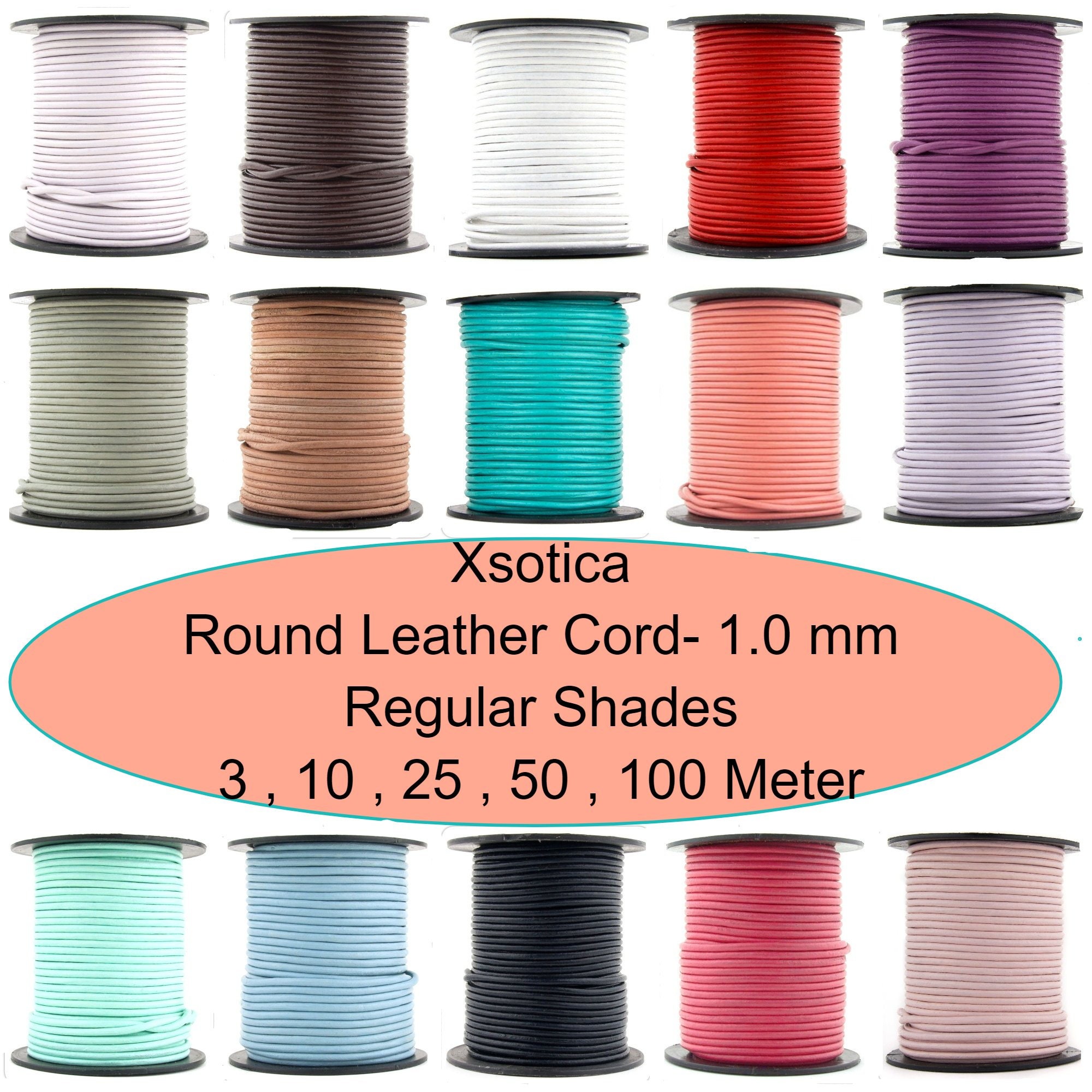 Xsotica-Regular Shades Round Leather Cords-1.0 MM Cord