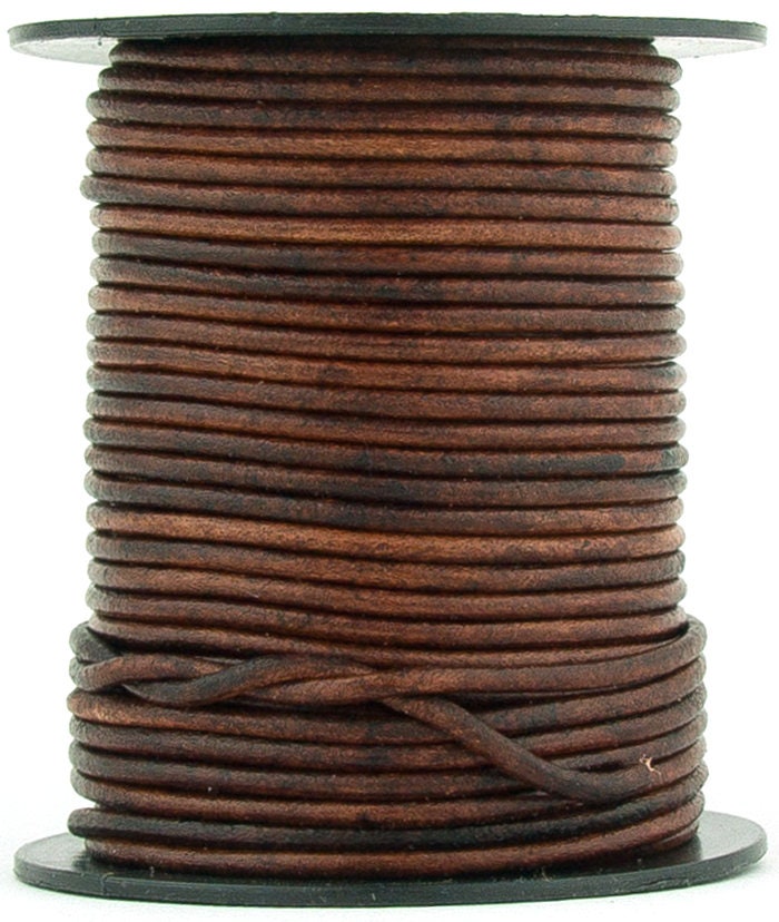 Xsotica® Brown Distressed Round Leather Cord 2mm 10 Feet