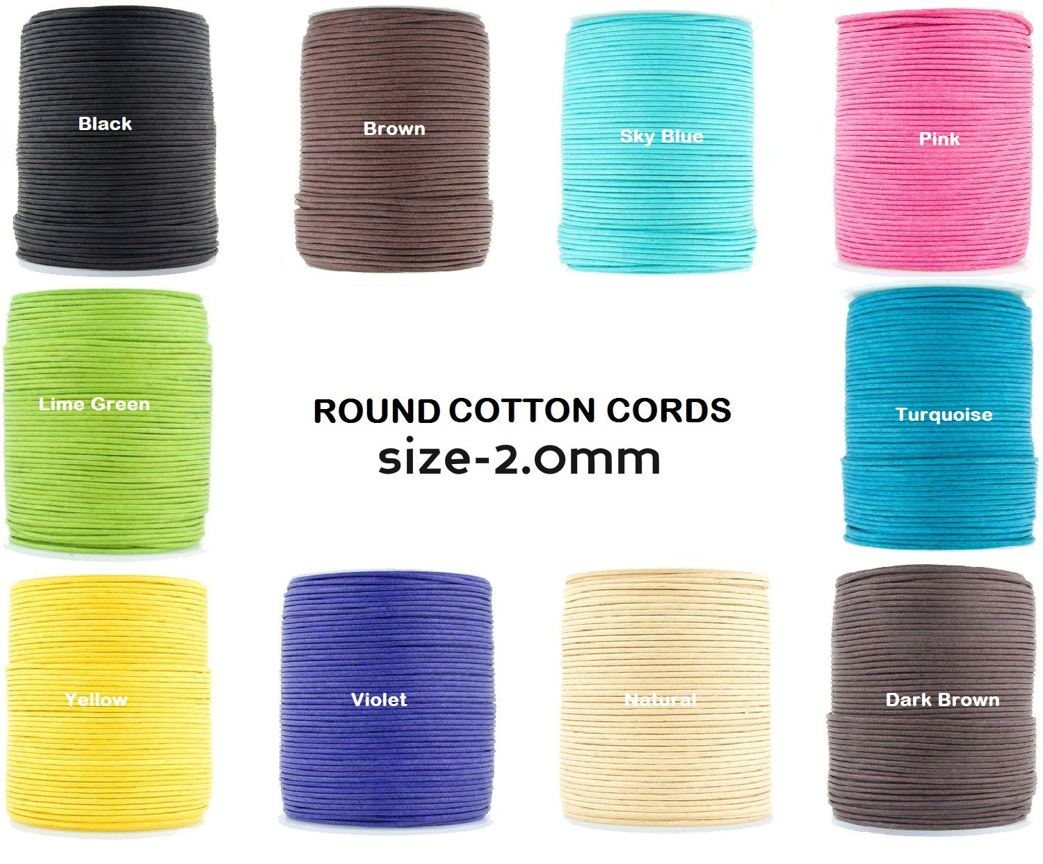 Xsotica Round Waxed Cotton Cord 2.0 MM