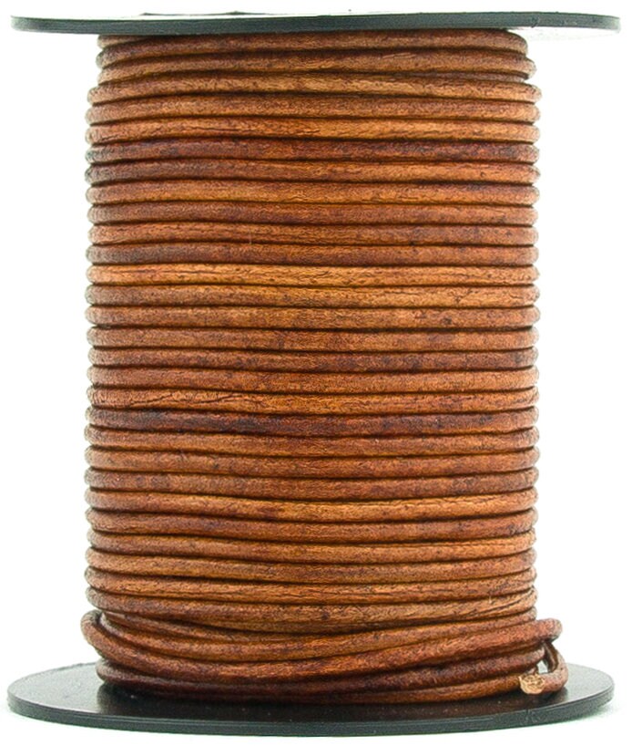 Xsotica® Brown Distressed Light Round Leather Cord 2mm 10 meters (11 …