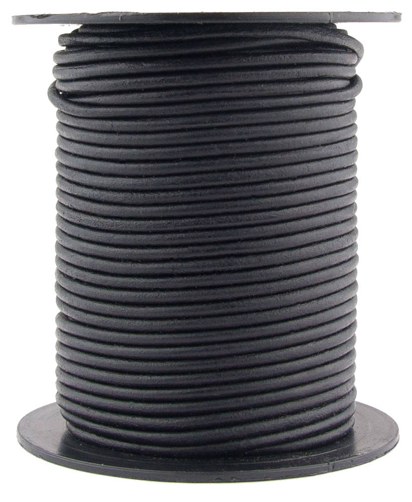 Xsotica® Black Natural Dye Round Leather Cord 2mm 25 meters (27.34 ya…