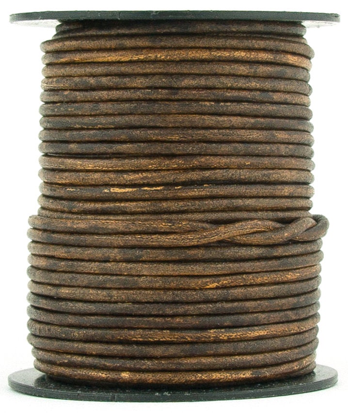 Xsotica® Antique Brown Round Leather Cord 2mm, 25 meters (27.34 yards)