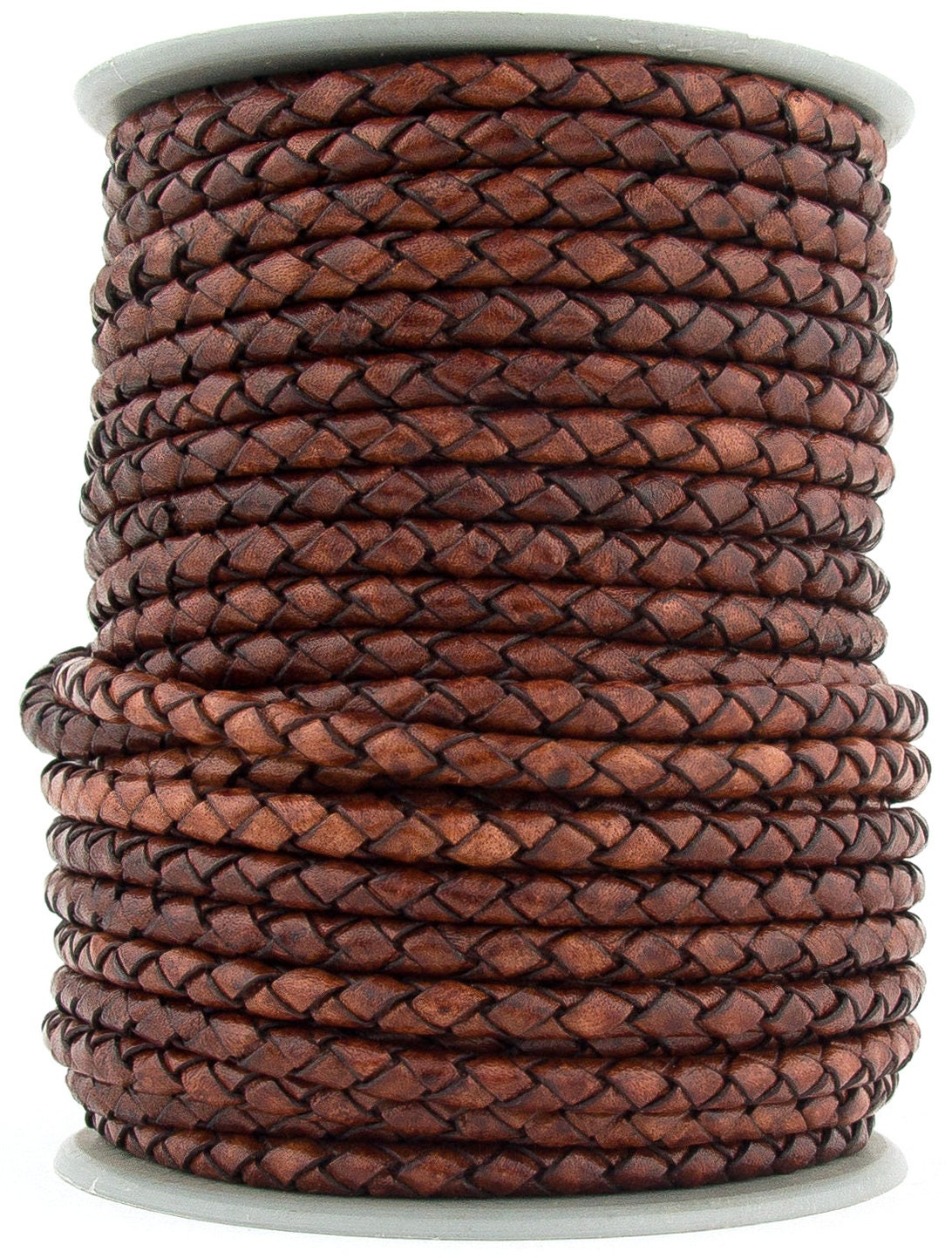 Xsotica® Distressed Brown Round Bolo Braided Leather Cord 4mm 1 Yard