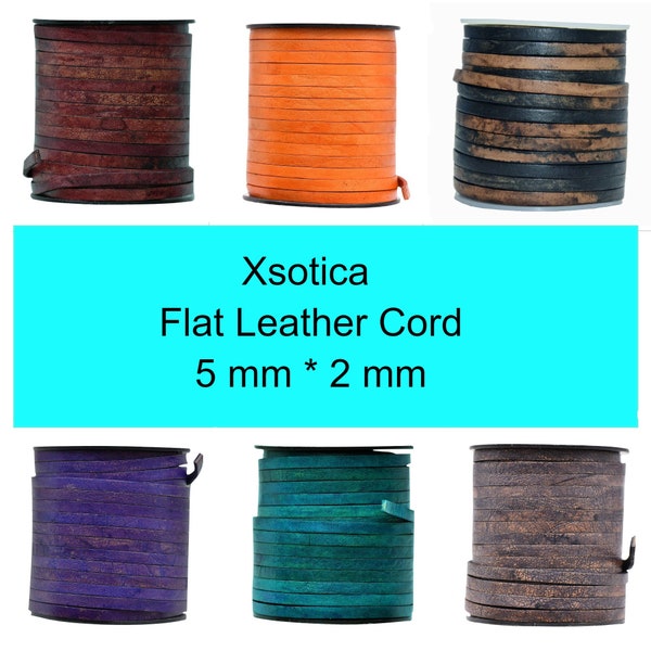 Xsotica-   Flat Leather Cords  5.0MM  X  2.0MM   -  1 YARD