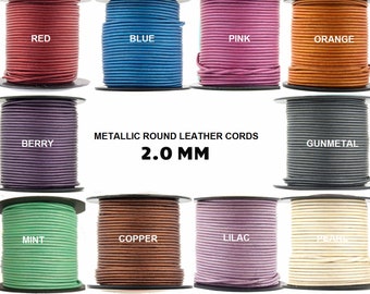 Cordini in pelle tondi metallizzati Xsotica - Cordino da 2,0 mm
