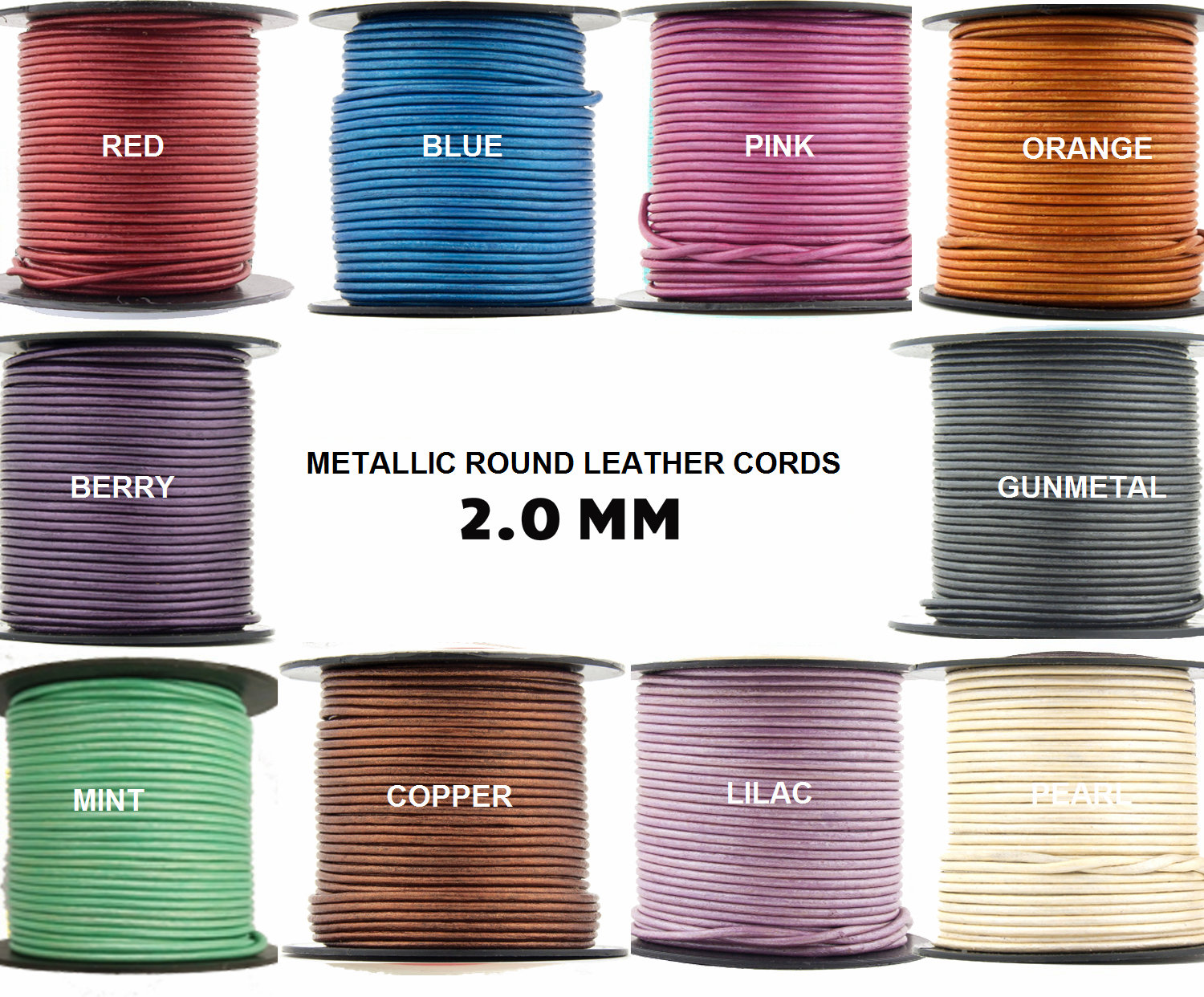 Xsotica Metallic Round Leather Cords-2.0 MM Cord
