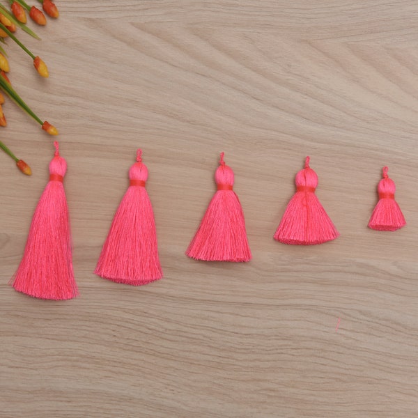 Xsotica® Silk Tassel,DIY Craft Supplies Handmade Jewelry Tassels - Fluorescent Electric Pink Tassle / Tassles