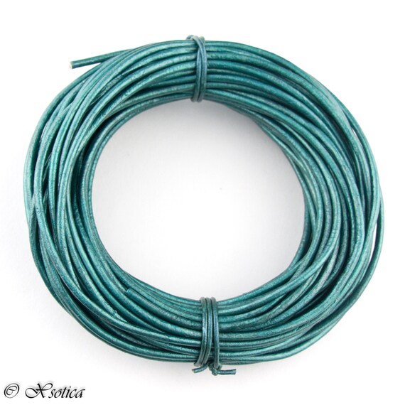 Mint Metallic Round Leather Cord 1.5mm 10 meters 11 yards