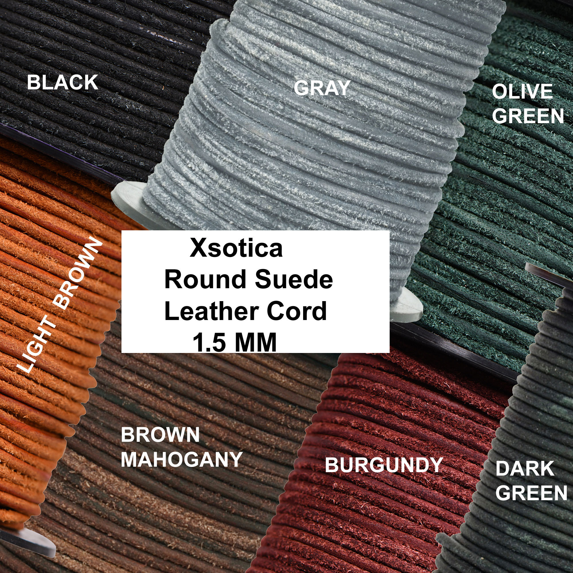 Xsotica-Round Suede Leather Cords- 1.5 MM Cord