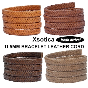 Platt flätat armbandslädersnöre 11,5 mm 1 meter för smyckestillverkning