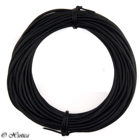 Black Natural, 25 Meter 3.0 MM Round Leather Cords 3MM Xsotica-Round Leather Cord 27 Yard 