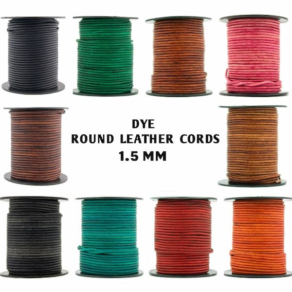 Xsotica-Dye Round Leather Cords -1.5mm Cord