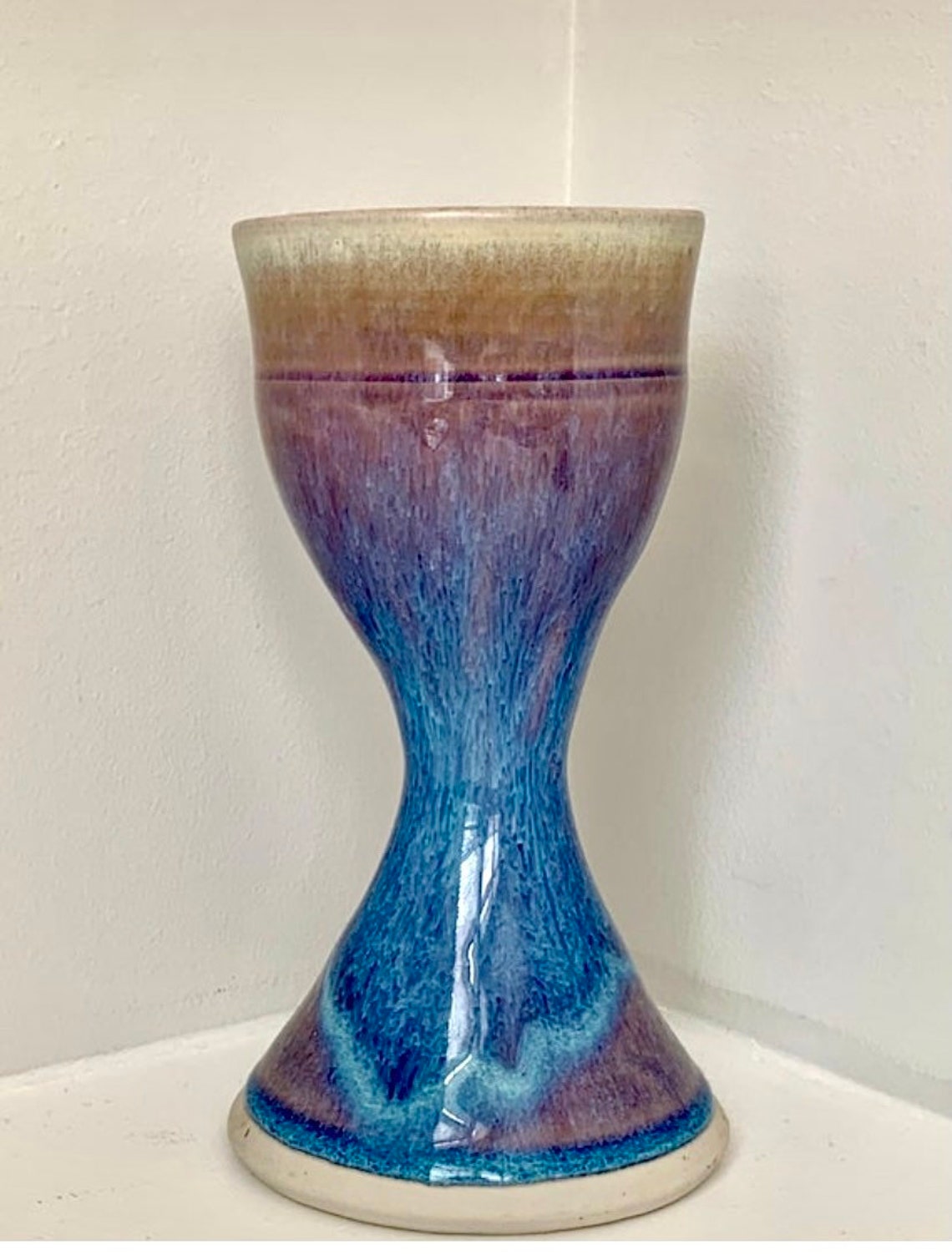 Beautiful purple/ blue glazed studio pottery drink vessel/ Etsy