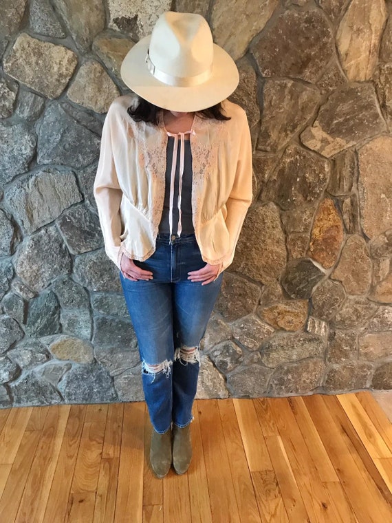 Vintage 1930's Silk Peach Peignoir Blouse
