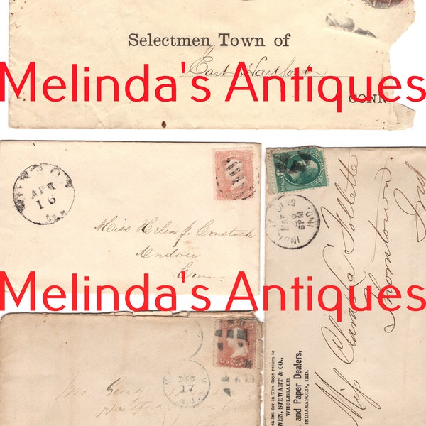 Digital Download  1800's Envelopes Covers Antique Stamps Postmarks Ephemera Junk Journal,Crafts