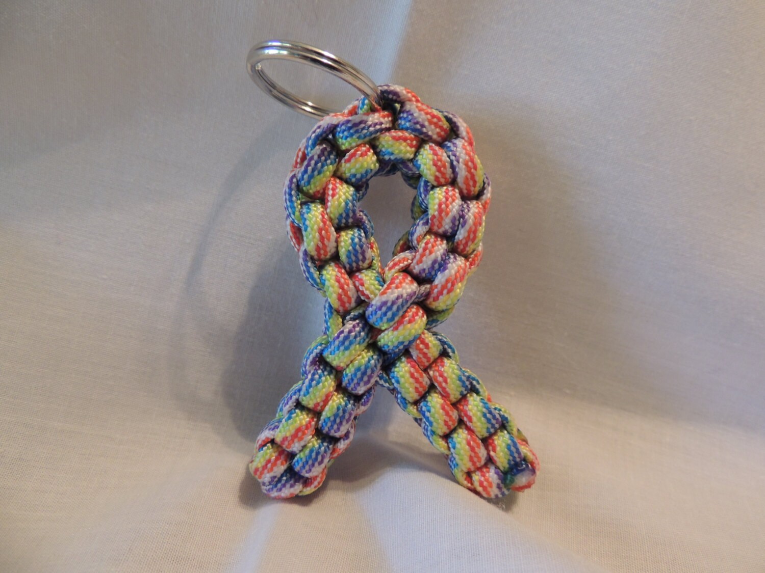 Bracelet/porte-clés En Paracord - Couleurs Bleu Canard/blanc, Thème 'Awareness', Fait Main USA