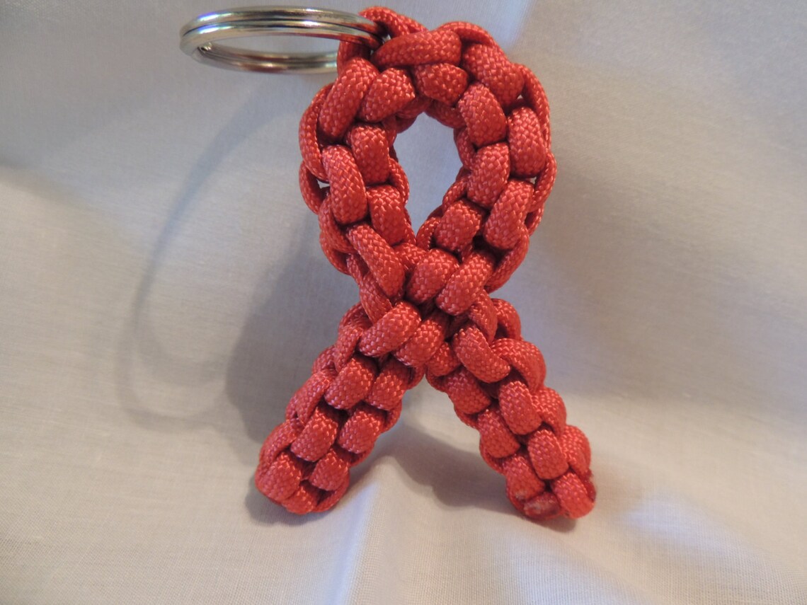 Paracord Awareness Ribbon Keychain Breast Cancer Awareness Etsy