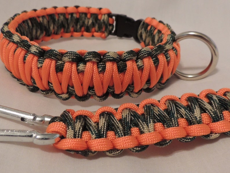 15 Camo/orange Paracord Dog Collar With Matching Keychain Etsy