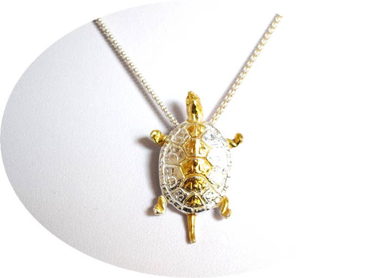 Gold Turtle Necklace Fine Silver Jewelry Turtle Pendant Etsy