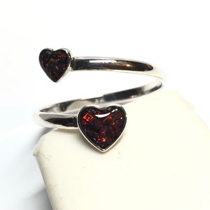 Sterling Silver Ashes Memorial Adjustable Double Heart Ring image 3