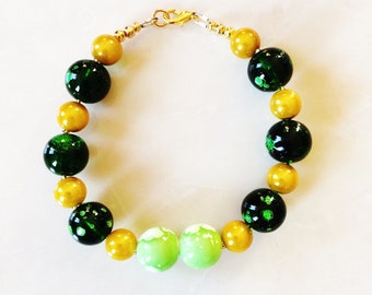 Galactic Green & Gold  Bracelet