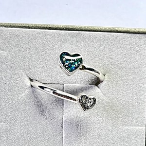 Sterling Silver Ashes Memorial Adjustable Double Heart Ring image 9