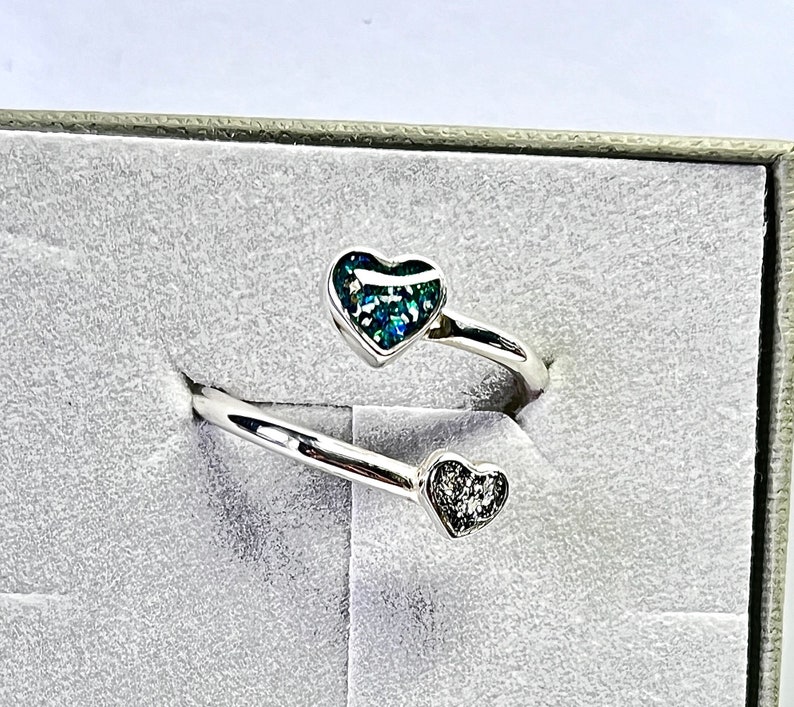 Sterling Silver Ashes Memorial Adjustable Double Heart Ring image 9