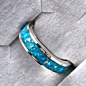 Sterling Silver Genuine Turquoise Inlay Ring image 1