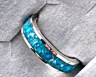 Sterling Silber Echt Türkis Inlay Ring