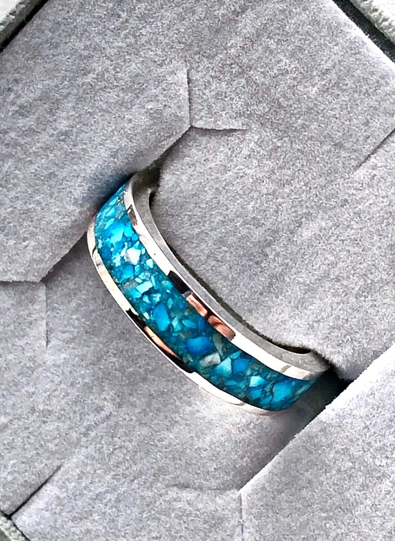 Sterling Silver Genuine Turquoise Inlay Ring image 1